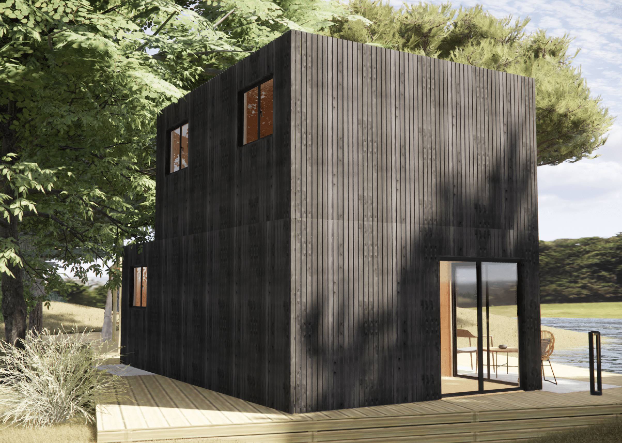 Studio de jardin RE2020 en bois 7,7 x 4,6 x 2,7 m / isolation RE2020 avec plancher isolé avec mezzanine et terrasse - Image 10