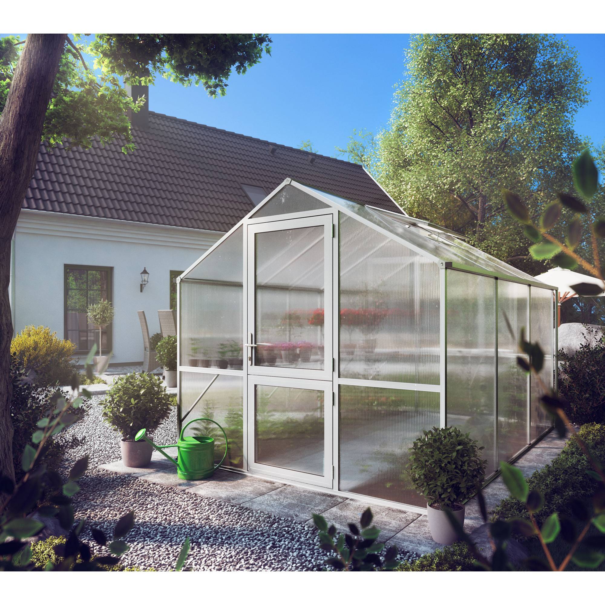 Serre de jardin 7,53m² aluminium et polycarbonate Rose III,aluminium brut. KGT - Image 2