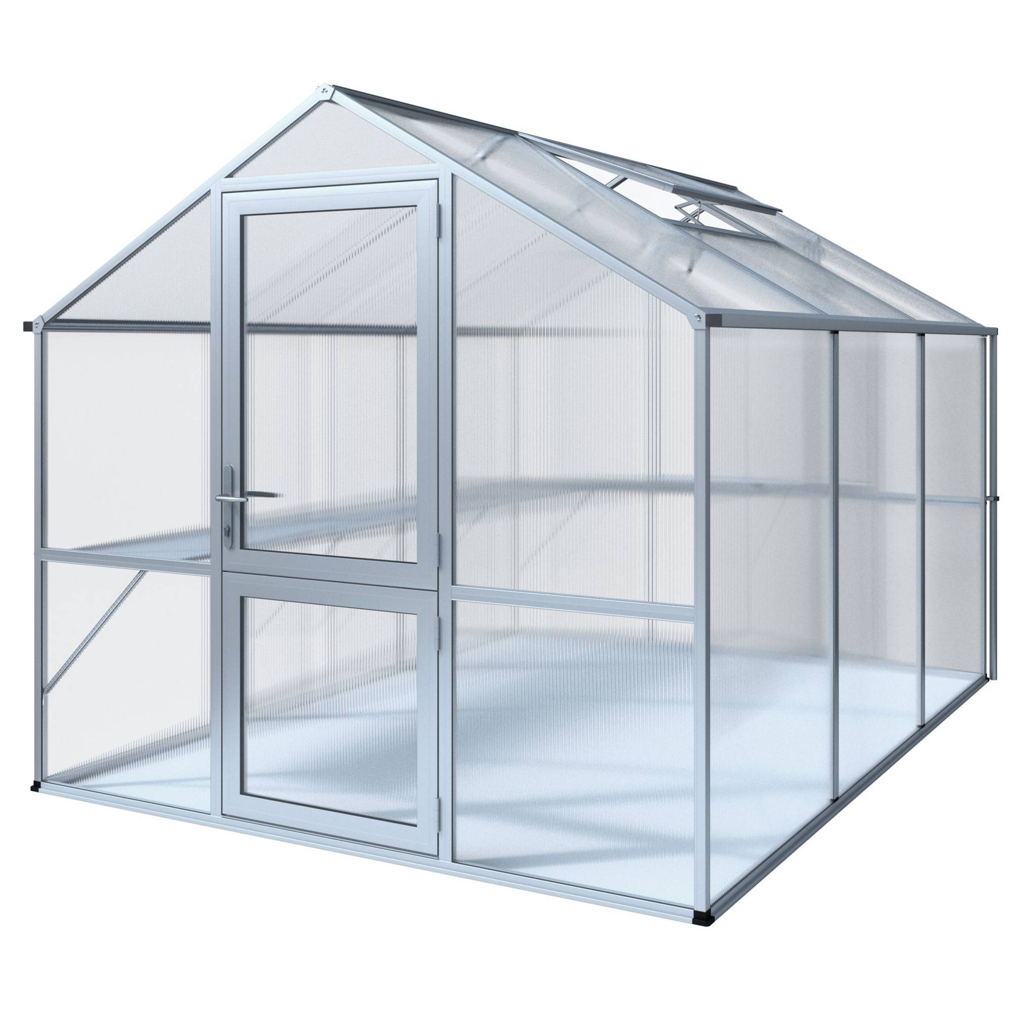 Serre de jardin 7,53m² aluminium et polycarbonate Rose III,aluminium brut. KGT - Image 1