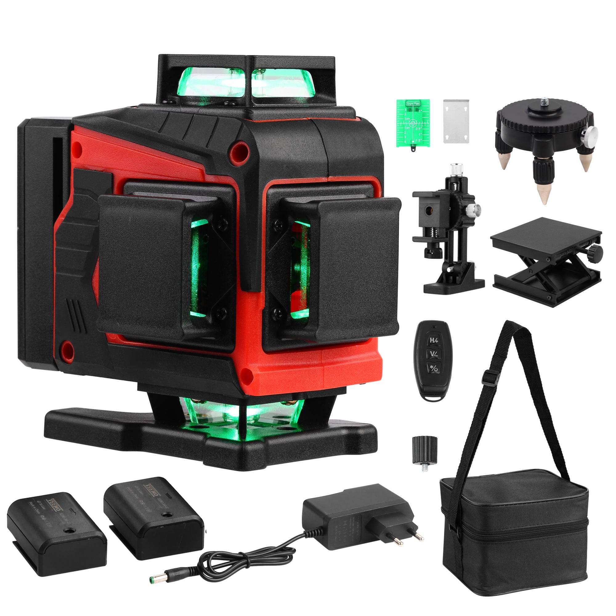Teeno - Laser Niveau 360° Vert Autonivelant - 4D 16L - Rechargeable avec Trépied