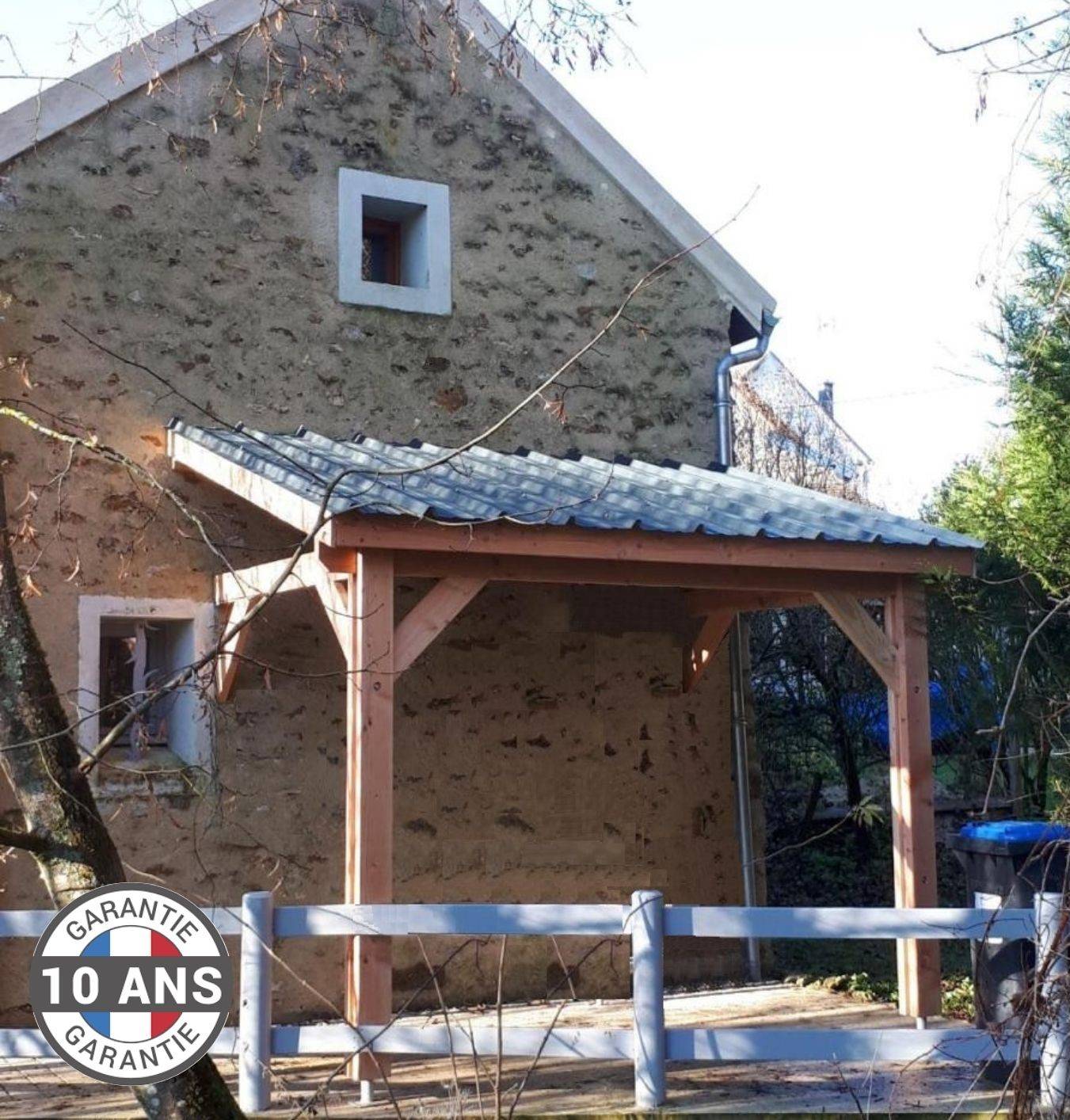 Cpbf Charpentes - Carport adossé une pente 400cmx500cm, bois DOUGLAS Français (Charpente en bois-auvent-abri voiture) 20 m². Garantie 10 ans - Image 1