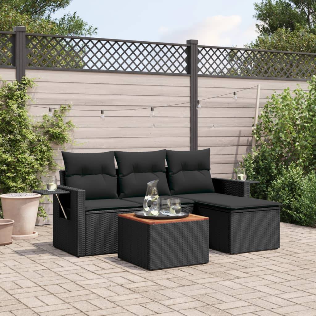 ComfortXL - Petit Salon de Jardin 4 Places Résine Tressée avec Repose-Pied et Table Basse pour Balcon Noir – ComfortXL Outdoor Living - Image 1