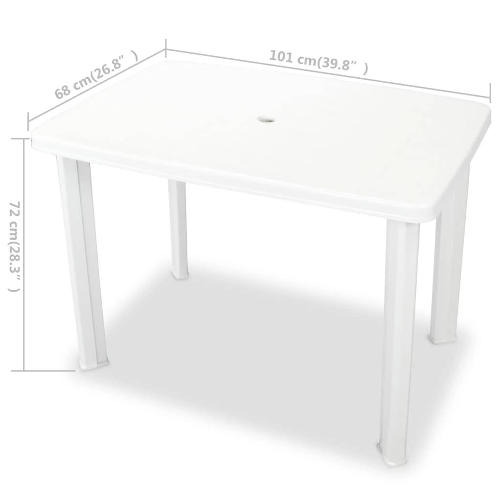 Table de jardin en plastique blanc 101 x 68 x 72 cm - PANGIVO - Image 5