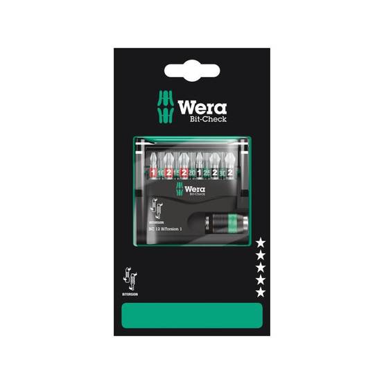 Jeu d'embouts avec support Bit-Check 12 BiTorsion 1 SB, 12 pièces - WERA - 05136385001 WERA - Image 1