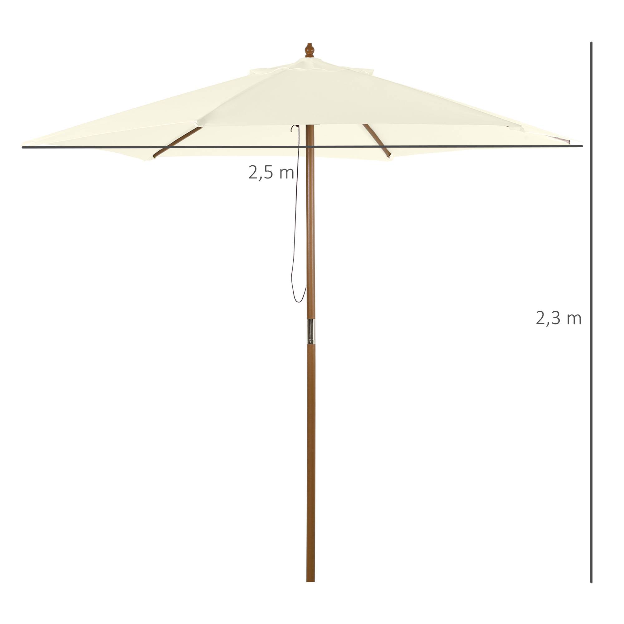 Parasol de jardin Bois Blanc 250x250x230 cm - Image 5