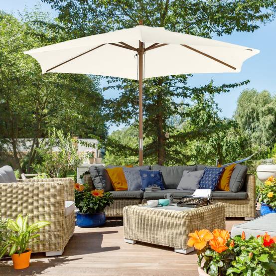 Parasol de jardin Bois Blanc 250x250x230 cm - Image 3