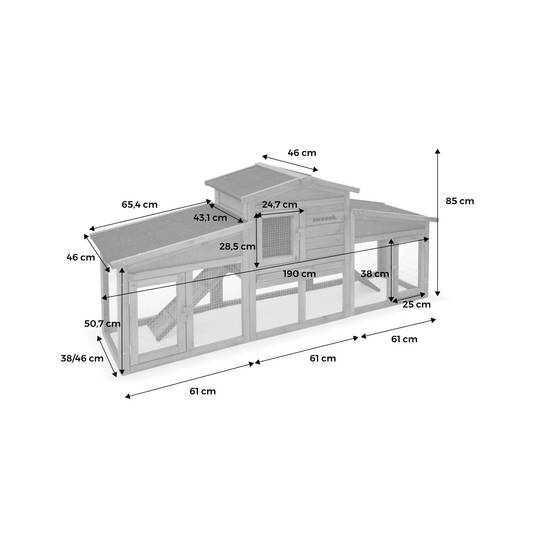 sweeek - Clapier en bois Angora pour lapin et autres rongeurs. 4 lapins. cage à lapin avec enclos. espace intérieur et extérieur. poulailler | sweeek - Image 4