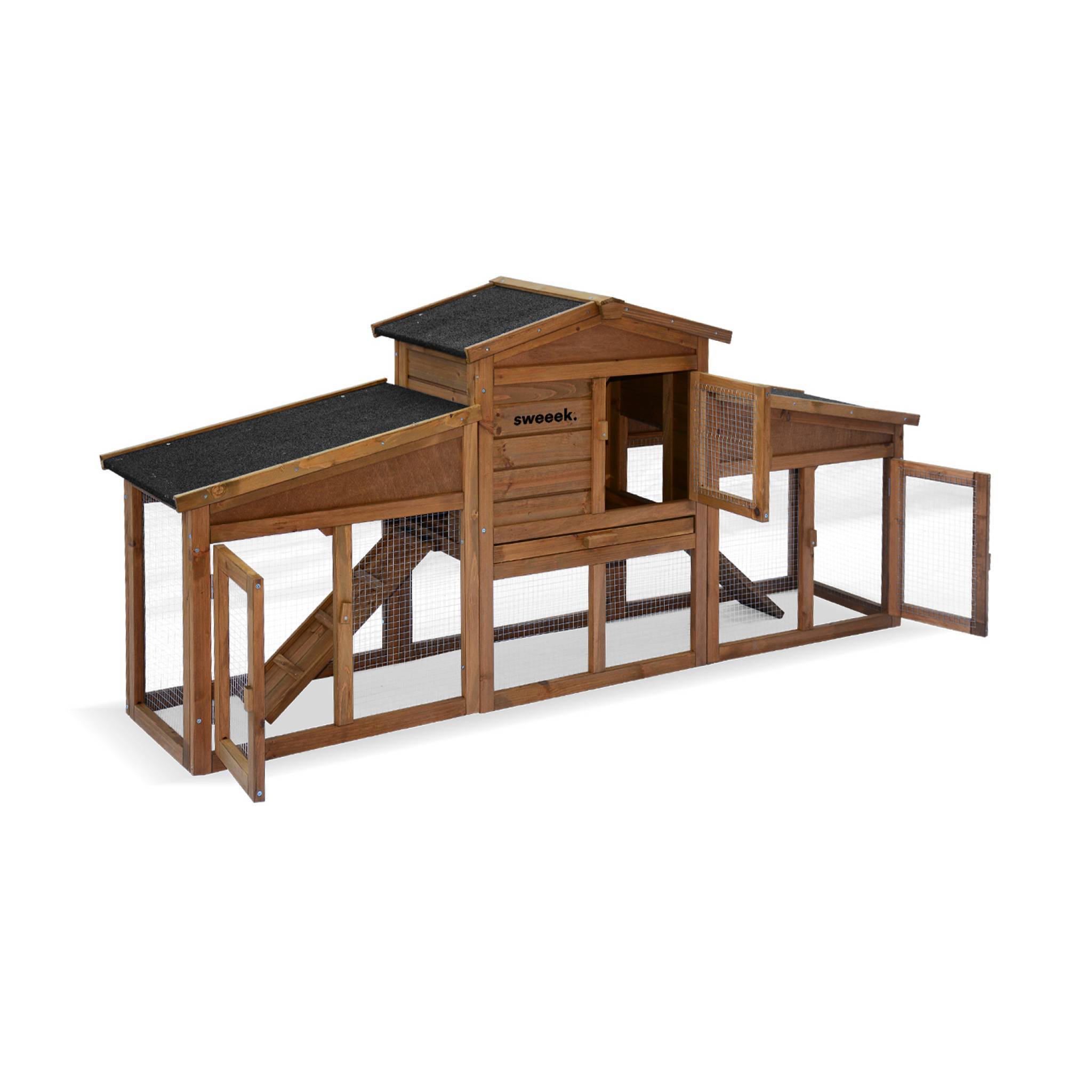 sweeek - Clapier en bois Angora pour lapin et autres rongeurs. 4 lapins. cage à lapin avec enclos. espace intérieur et extérieur. poulailler | sweeek - Image 5