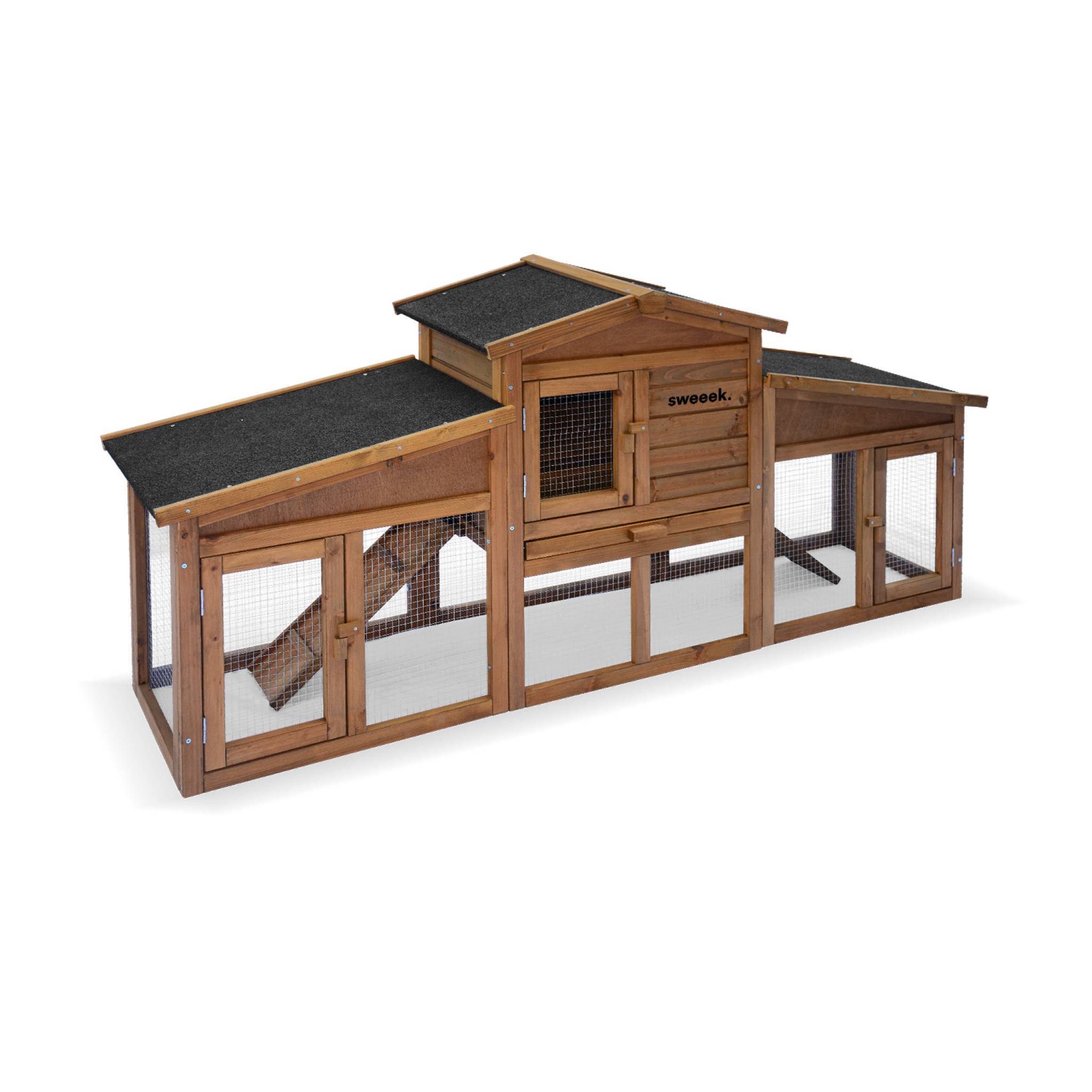 sweeek - Clapier en bois Angora pour lapin et autres rongeurs. 4 lapins. cage à lapin avec enclos. espace intérieur et extérieur. poulailler | sweeek - Image 2