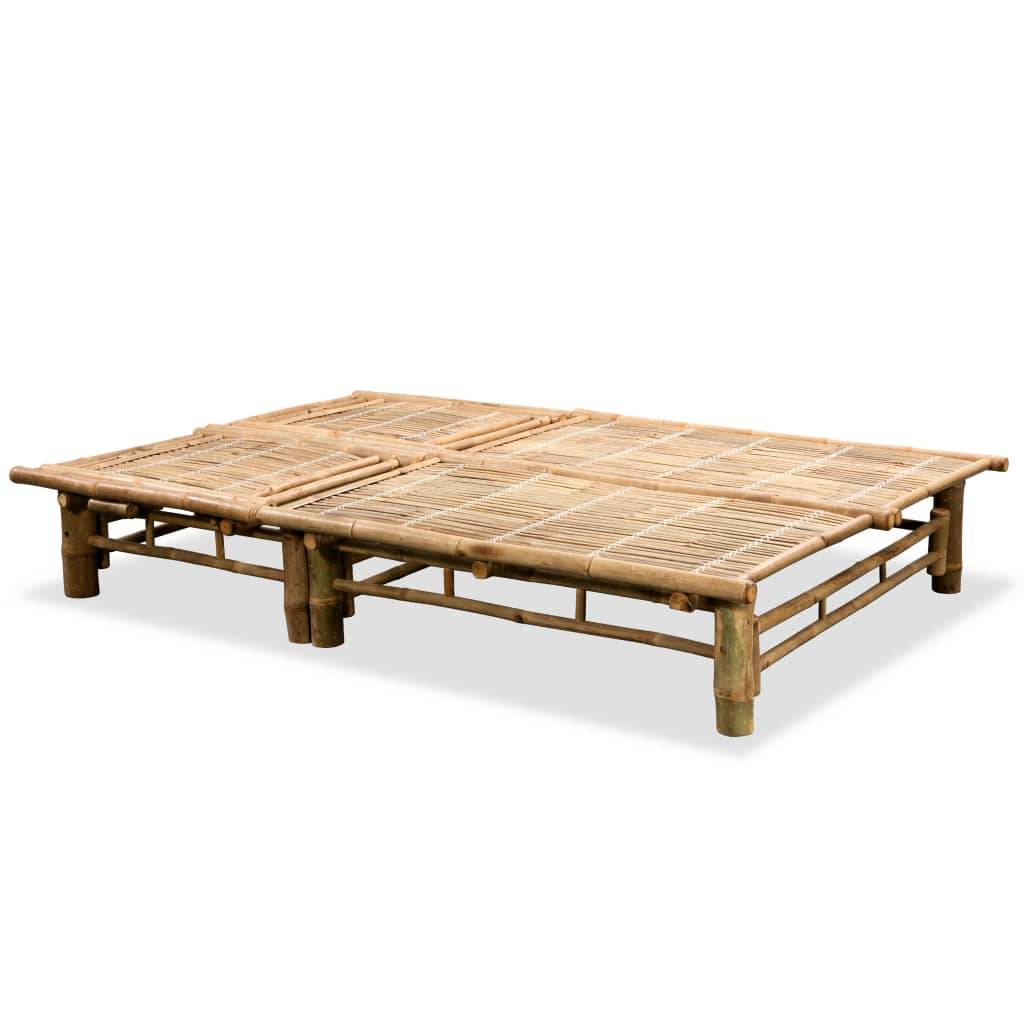 Helloshop26 - Transat chaise longue bain de soleil lit de jardin terrasse meuble d'extérieur pour 2 personnes bambou - Image 3