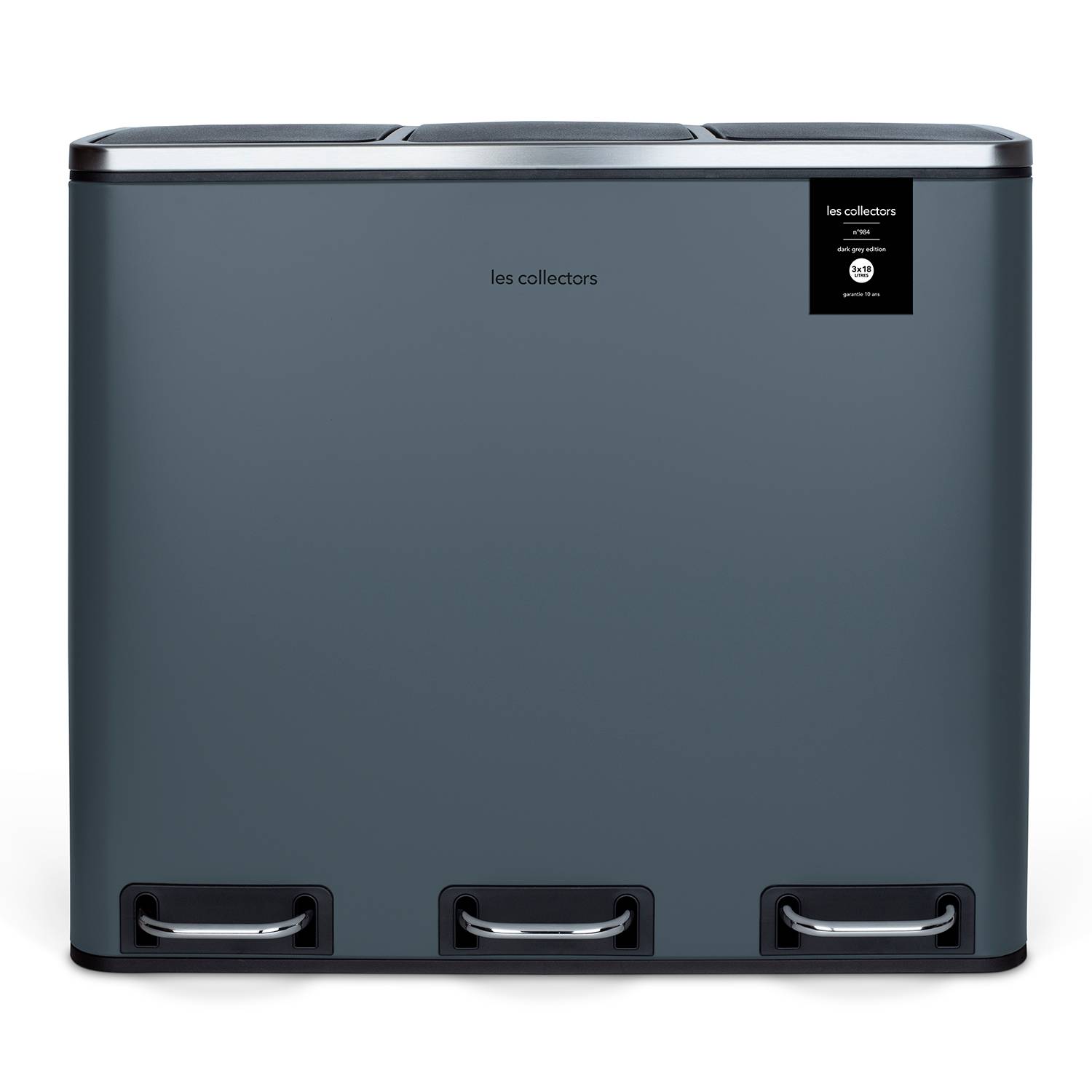 Poubelle de tri à pédale 3 x 18 L, dark grey edition - N°984 Les Collectors - Image 1