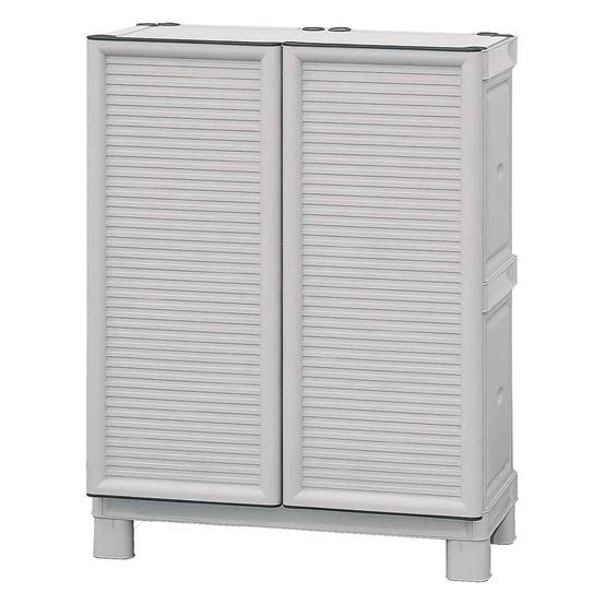 Dmora - Armoire d'extérieur Waremme, Mobilier d'extérieur, Armoire de balcon polyvalente, Armoire d'extérieur, Gris clair, 70x39h92 cm - Dmora - Image 4