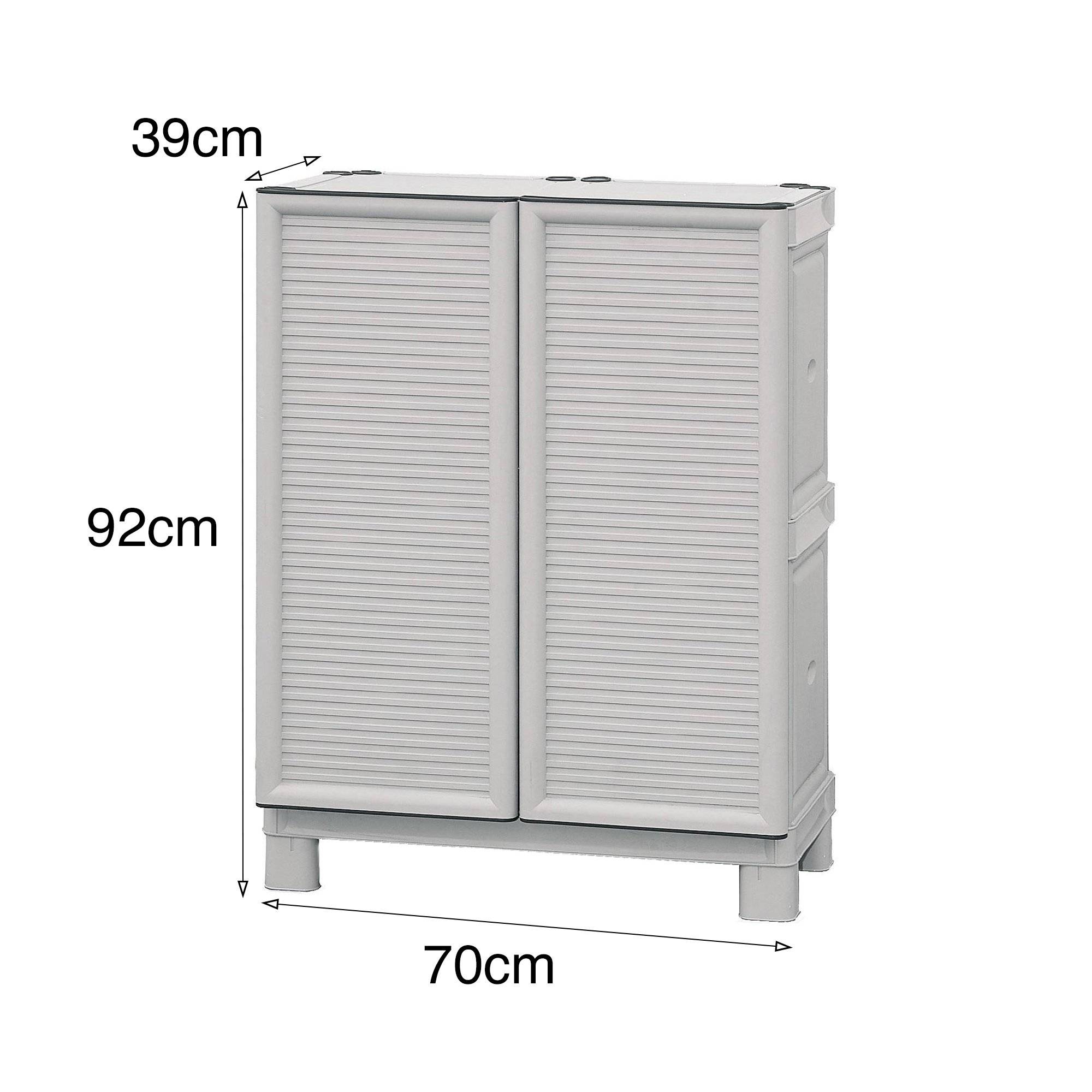 Dmora - Armoire d'extérieur Waremme, Mobilier d'extérieur, Armoire de balcon polyvalente, Armoire d'extérieur, Gris clair, 70x39h92 cm - Dmora - Image 3