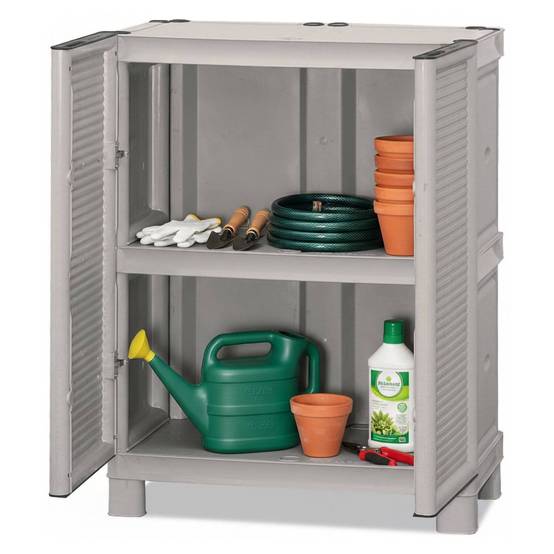 Dmora - Armoire d'extérieur Waremme, Mobilier d'extérieur, Armoire de balcon polyvalente, Armoire d'extérieur, Gris clair, 70x39h92 cm - Dmora - Image 1