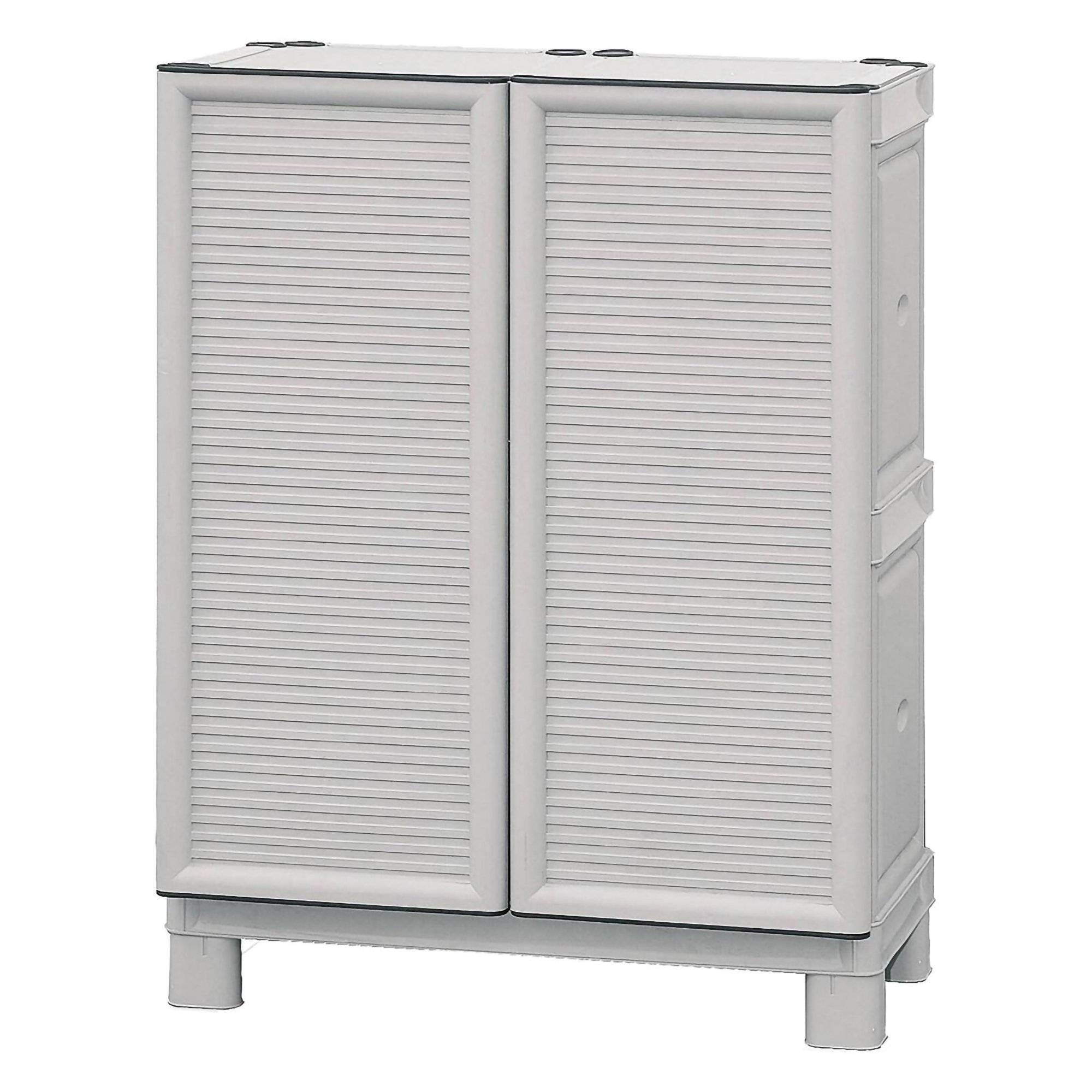 Dmora - Armoire d'extérieur Waremme, Mobilier d'extérieur, Armoire de balcon polyvalente, Armoire d'extérieur, Gris clair, 70x39h92 cm - Dmora - Image 4
