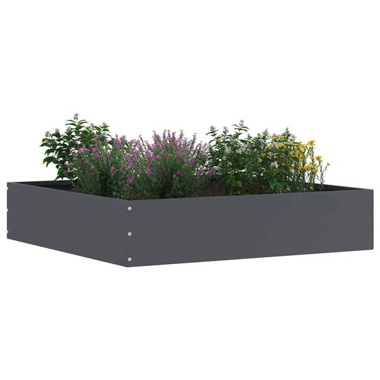 Bordure carrée acier aménagement jardin parterres fleurs 60x60cm anthracite 6pcs - ComfortXL Outdoor Living - Image 3