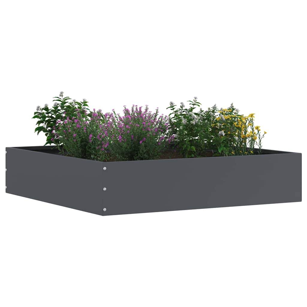 Bordure carrée acier aménagement jardin parterres fleurs 60x60cm anthracite 6pcs - ComfortXL Outdoor Living - Image 3