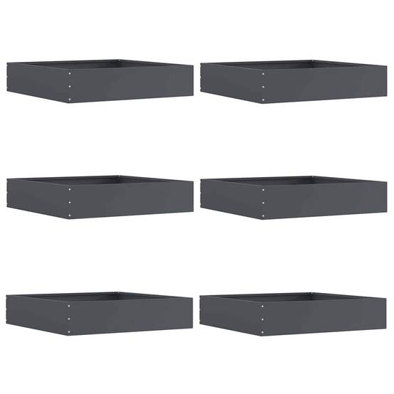 Bordure carrée acier aménagement jardin parterres fleurs 60x60cm anthracite 6pcs - ComfortXL Outdoor Living - Image 2