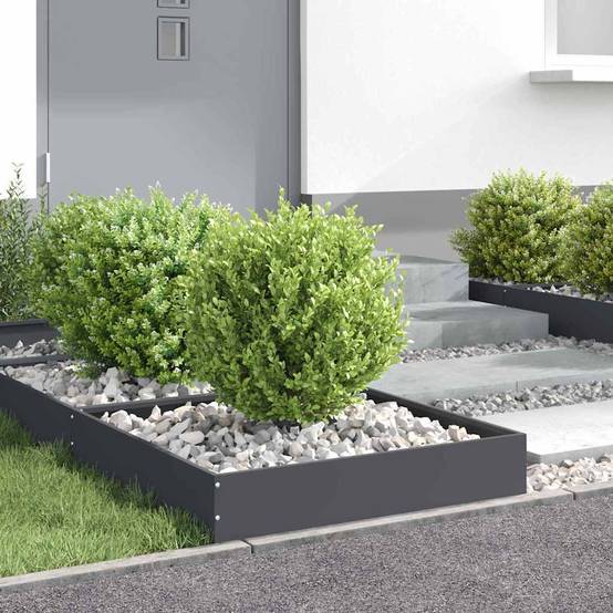 Bordure carrée acier aménagement jardin parterres fleurs 60x60cm anthracite 6pcs - ComfortXL Outdoor Living - Image 4