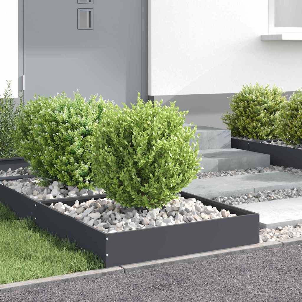 Bordure carrée acier aménagement jardin parterres fleurs 60x60cm anthracite 6pcs - ComfortXL Outdoor Living - Image 4