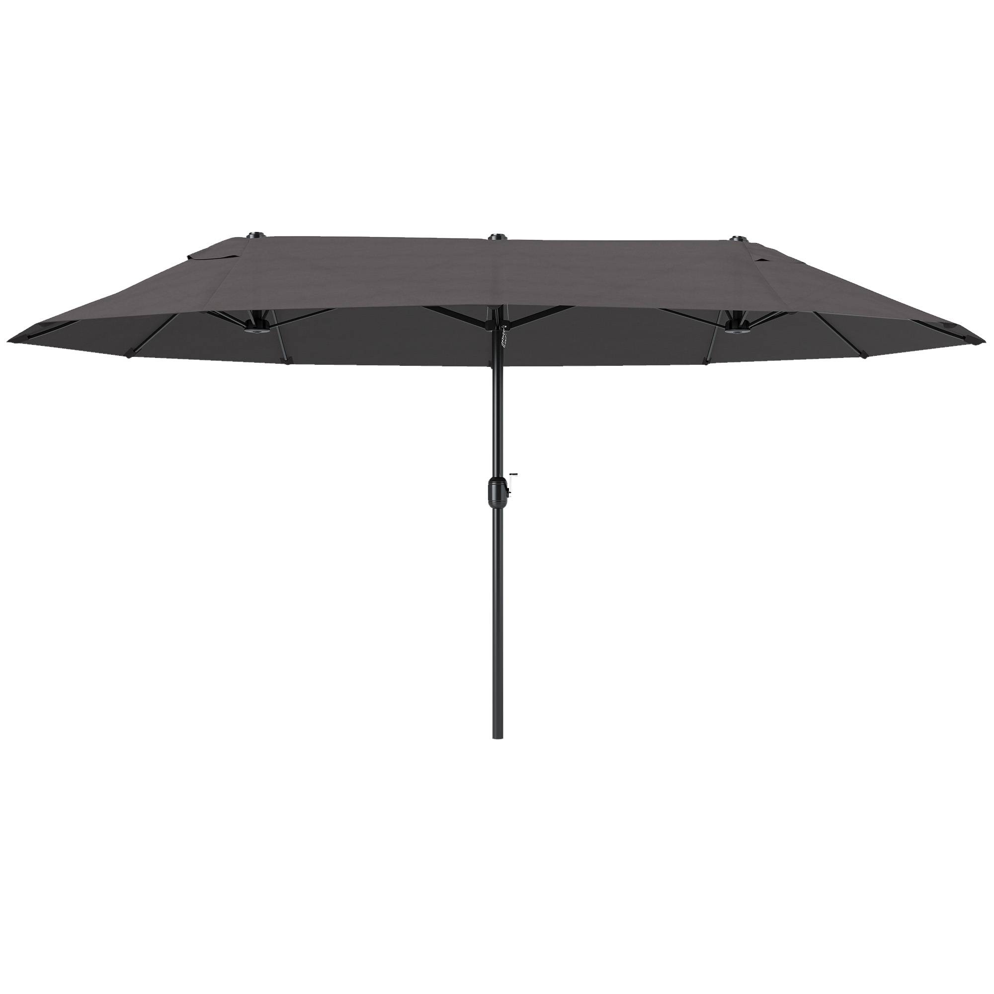 Parasol de jardin manivelle parasol double 4,6x2,7x2,4m - Acier polyester haute densité Gris fr139 - Image 2