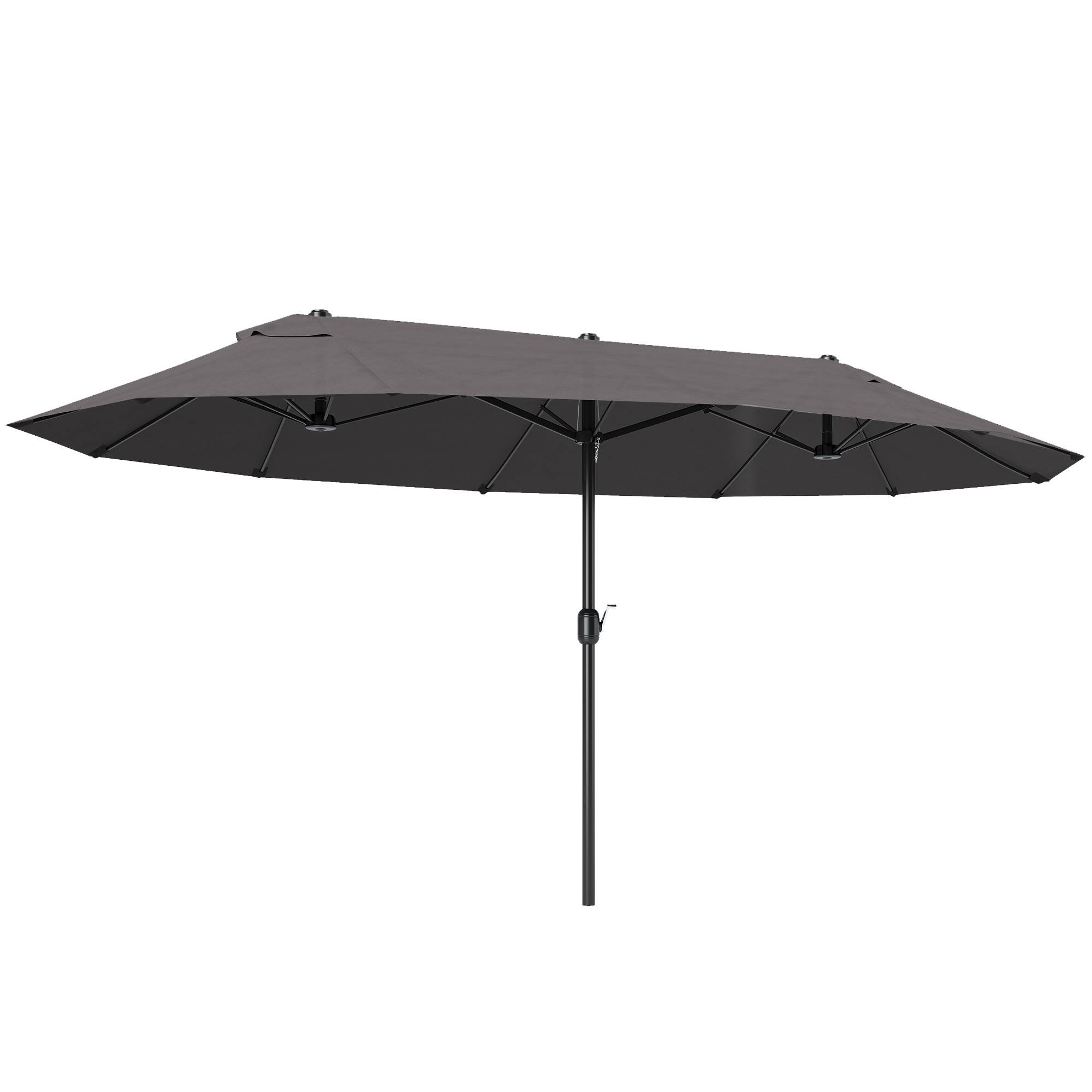 Parasol de jardin manivelle parasol double 4,6x2,7x2,4m - Acier polyester haute densité Gris fr139 - Image 1