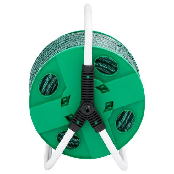 Enrouleur de tuyau sur pied acier galvanisé vert 40 x 30 x 41 cm - PANGIVO - Image 3