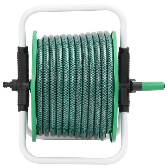 Enrouleur de tuyau sur pied acier galvanisé vert 40 x 30 x 41 cm - PANGIVO - Image 2