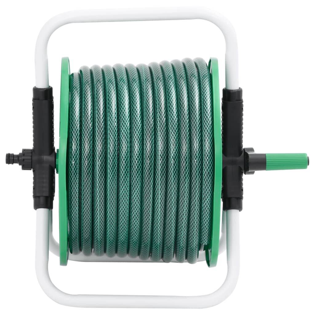 Enrouleur de tuyau sur pied acier galvanisé vert 40 x 30 x 41 cm - PANGIVO - Image 2