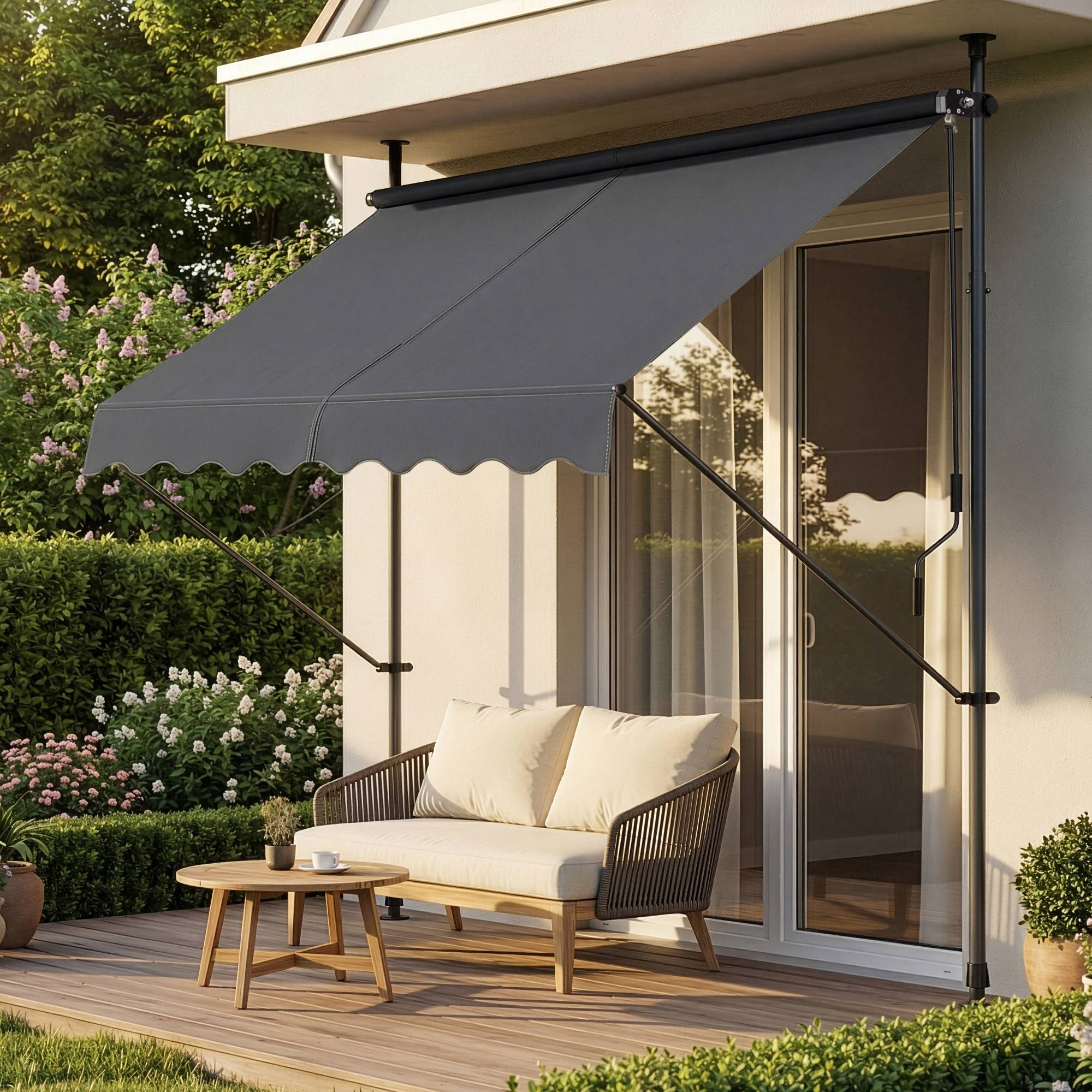 Pro.Tec - Store Banne Manuel Auvent Téléscopique 150 x 120 x 220-309 cm Gris [pro.tec] - Image 6