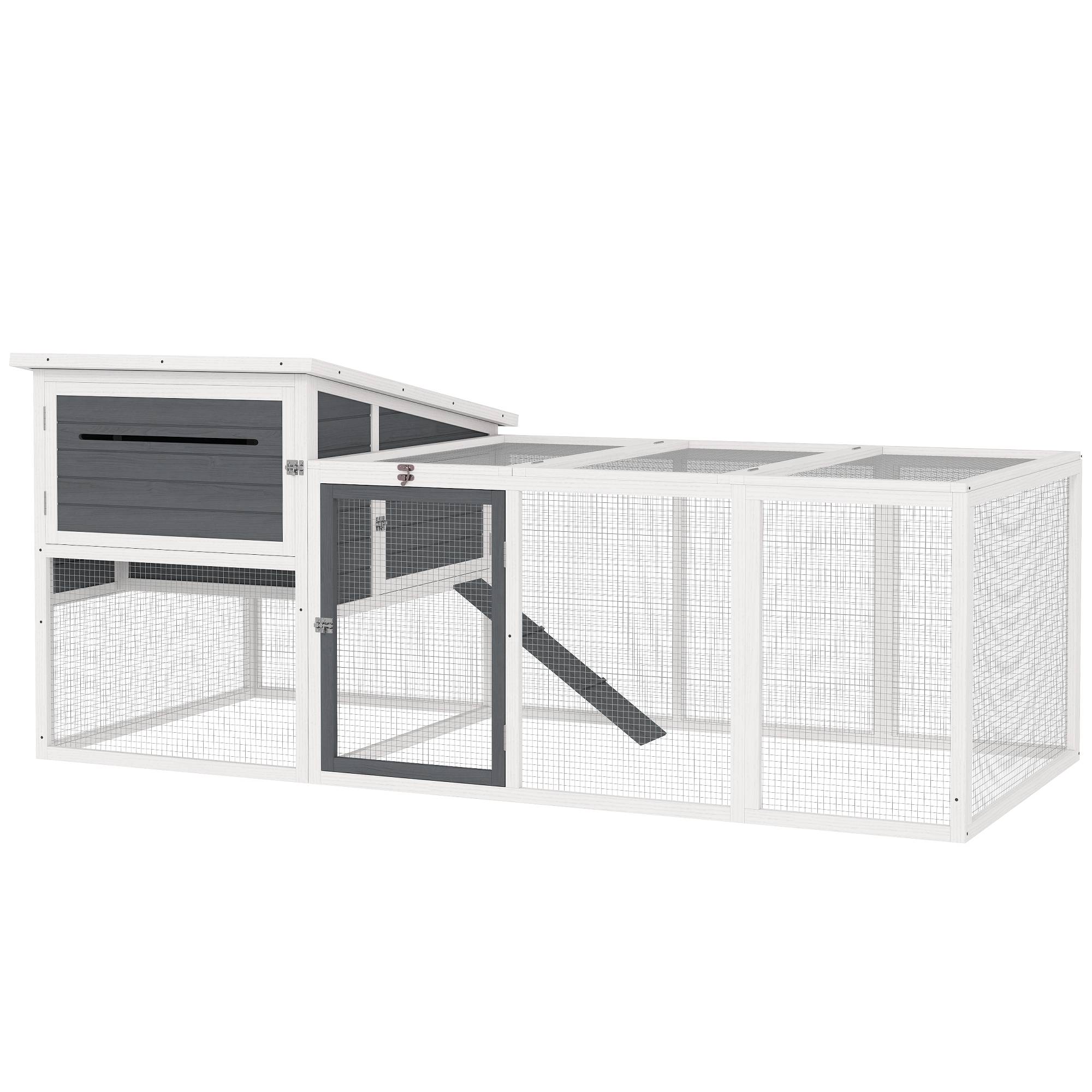 Sans Marque - Poulailler bois sapin abri pondoir espace extérieur 214x101x91,5 cm gris - Image 2