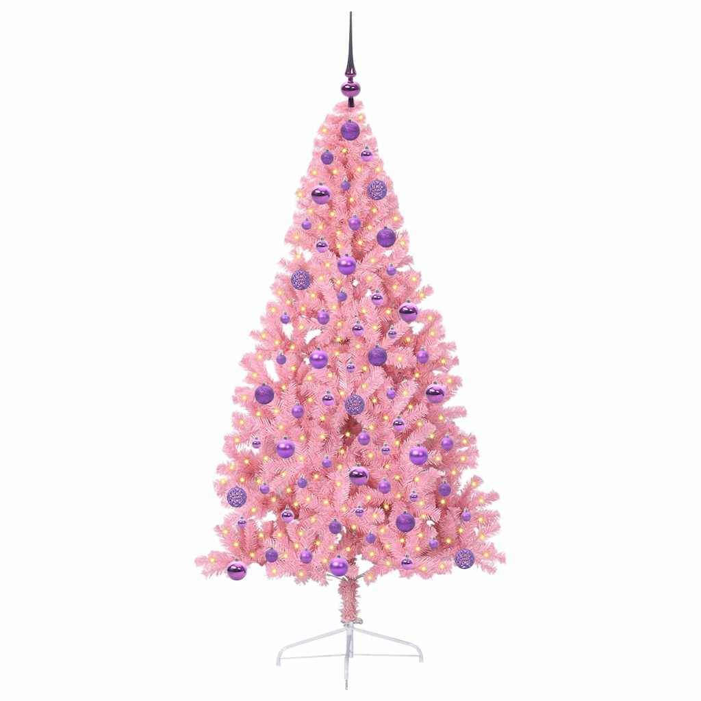 Vidaxl - Sapin de Noël artificiel pré-éclairé Rose 180 cm PVC vidaXL 3397082 - Image 4