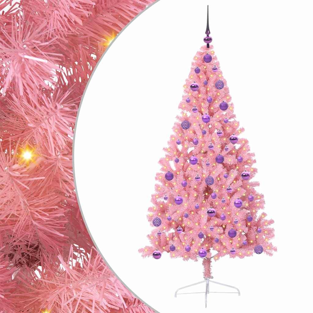 Vidaxl - Sapin de Noël artificiel pré-éclairé Rose 180 cm PVC vidaXL 3397082 - Image 2