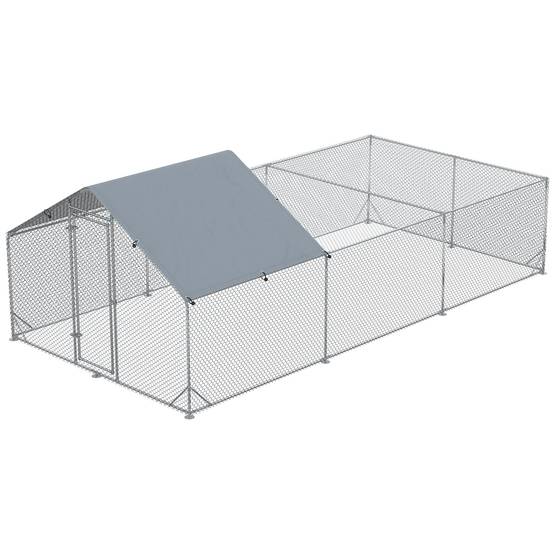 Enclos poulailler parc grillagé extérieur 18 m² chenil volière espace couvert acier galvanisé 6 x 3 x 1,95 m - Image 2