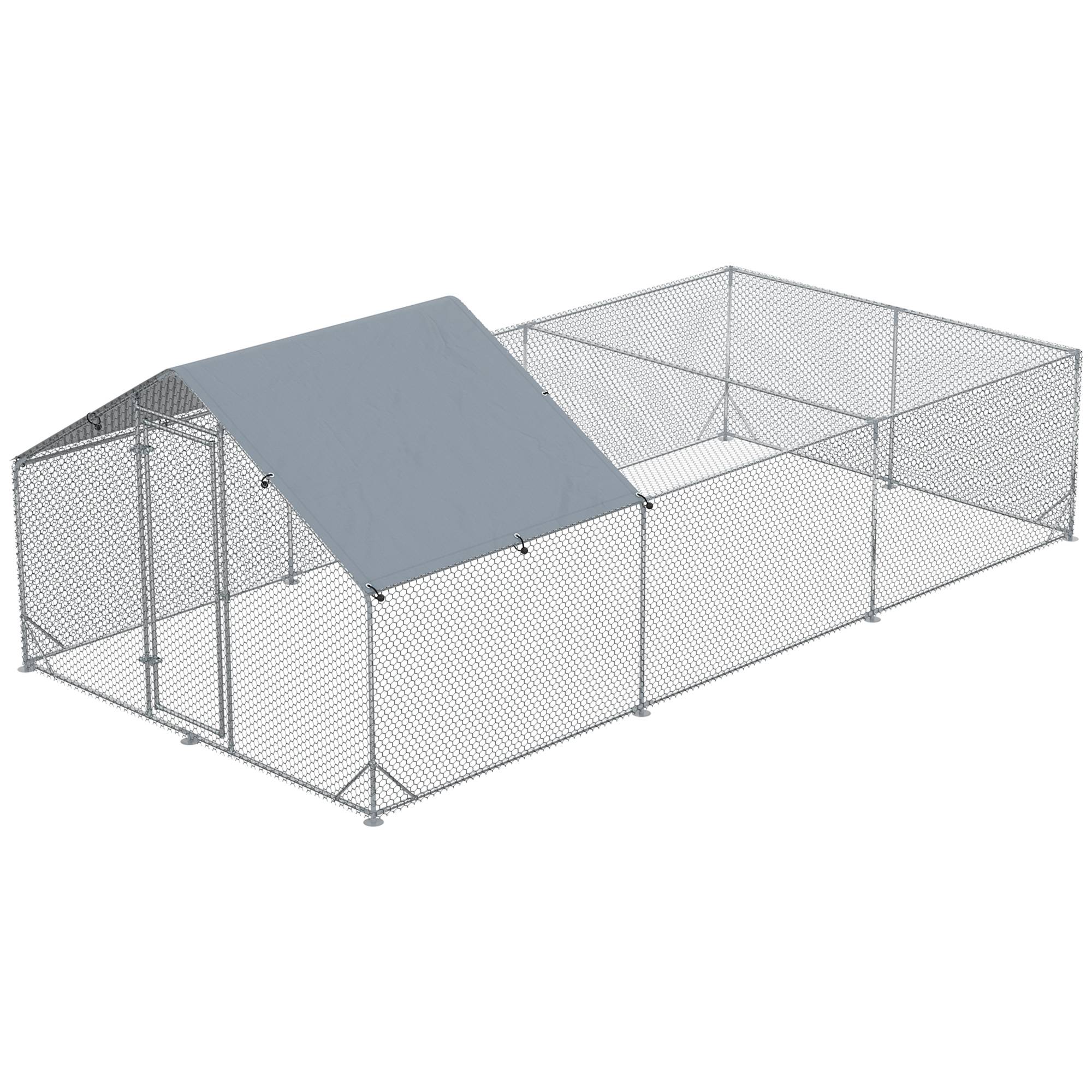 Enclos poulailler parc grillagé extérieur 18 m² chenil volière espace couvert acier galvanisé 6 x 3 x 1,95 m - Image 2