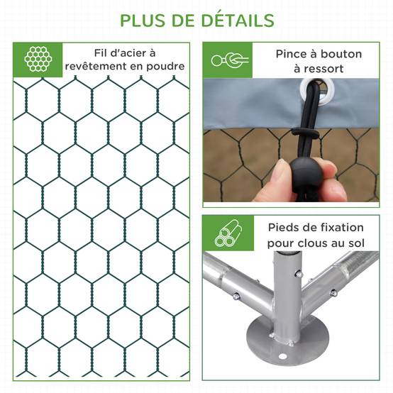 Enclos poulailler parc grillagé extérieur 18 m² chenil volière espace couvert acier galvanisé 6 x 3 x 1,95 m - Image 10