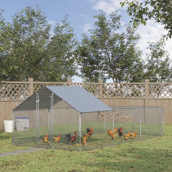 Enclos poulailler parc grillagé extérieur 18 m² chenil volière espace couvert acier galvanisé 6 x 3 x 1,95 m - Image 3