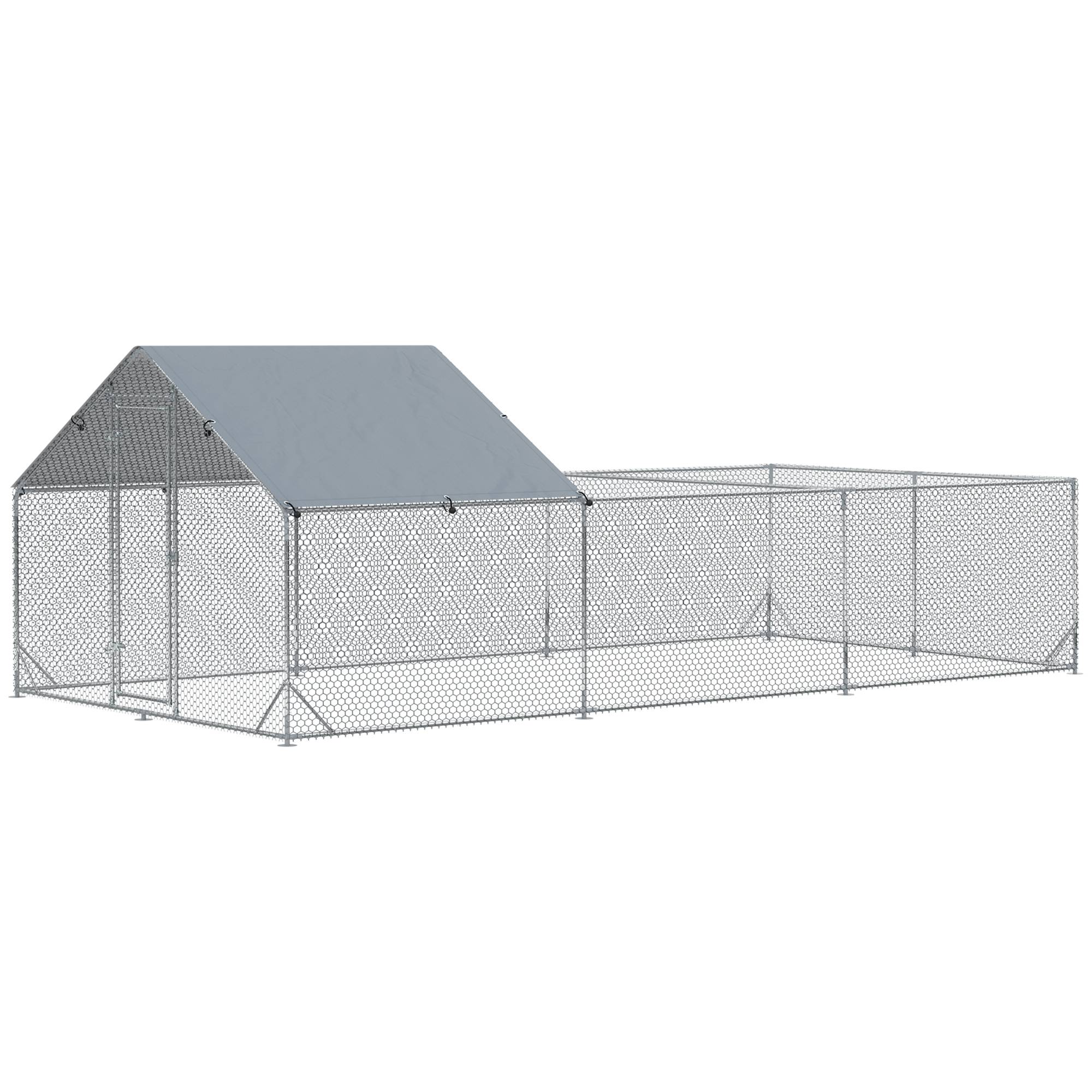 Enclos poulailler parc grillagé extérieur 18 m² chenil volière espace couvert acier galvanisé 6 x 3 x 1,95 m - Image 1