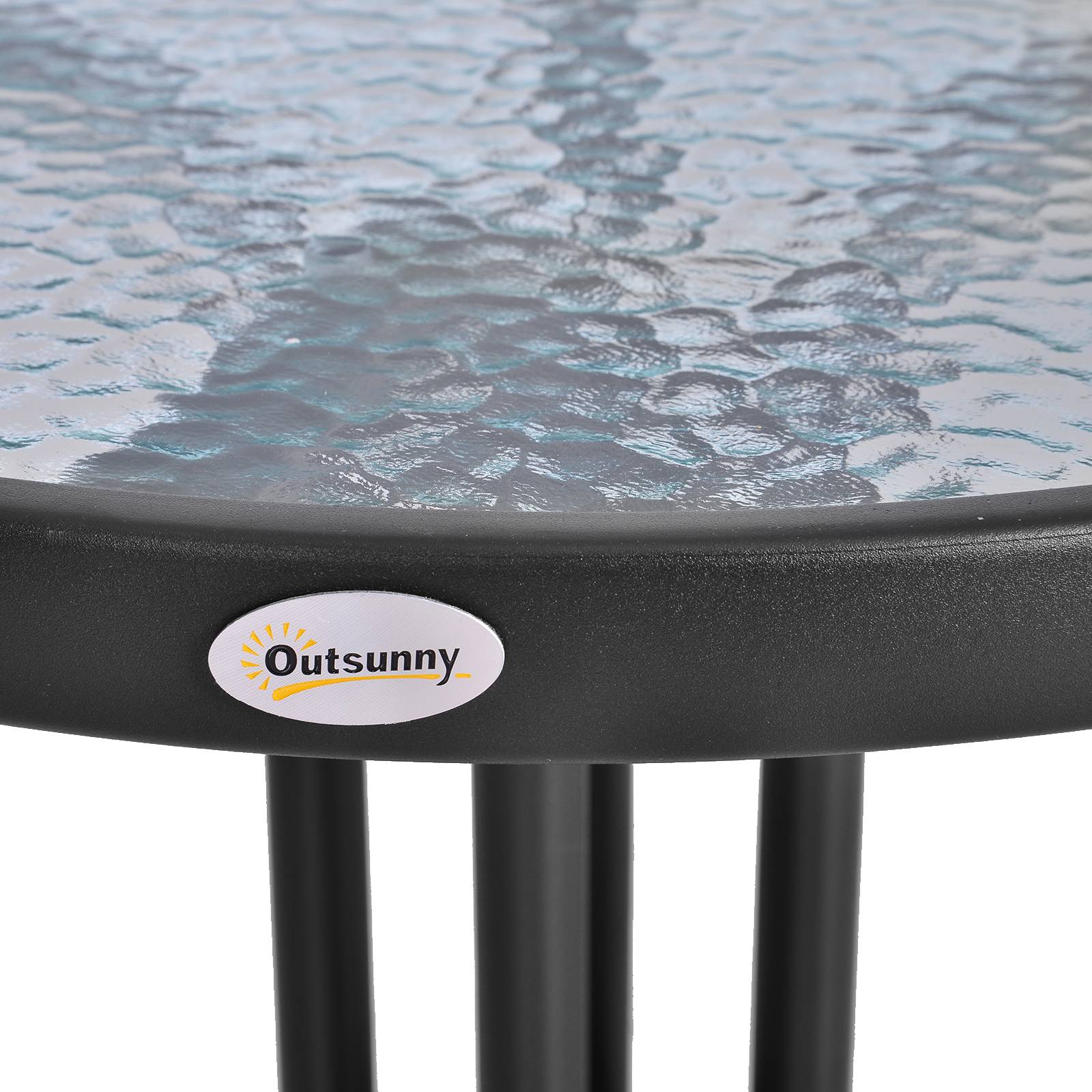 ComfortXL - Table de jardin ronde métal et verre de sécurité Ø60 x H70 cm noire balcon terrasse - ComfortXL Outdoor Living - Image 10