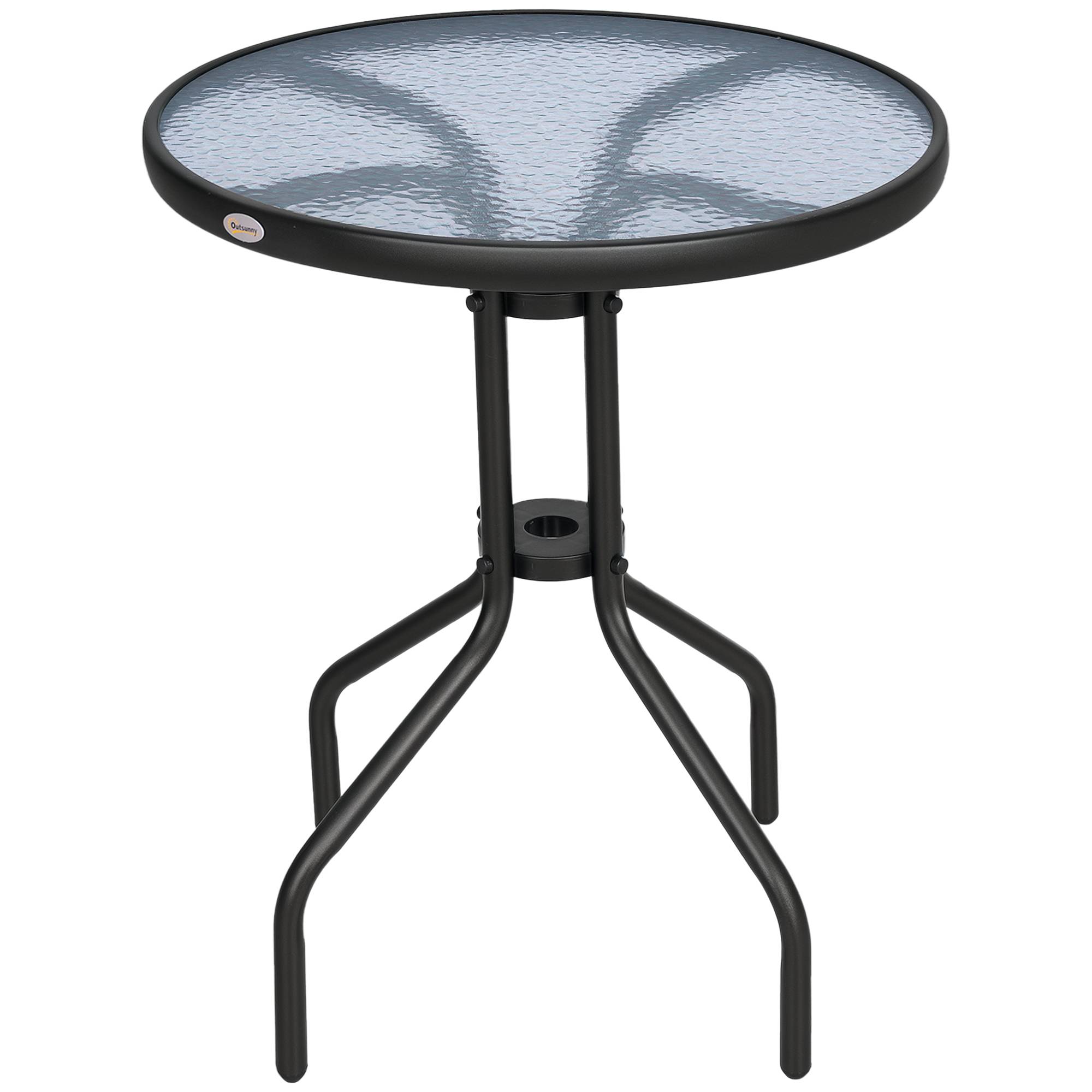 ComfortXL - Table de jardin ronde métal et verre de sécurité Ø60 x H70 cm noire balcon terrasse - ComfortXL Outdoor Living - Image 1