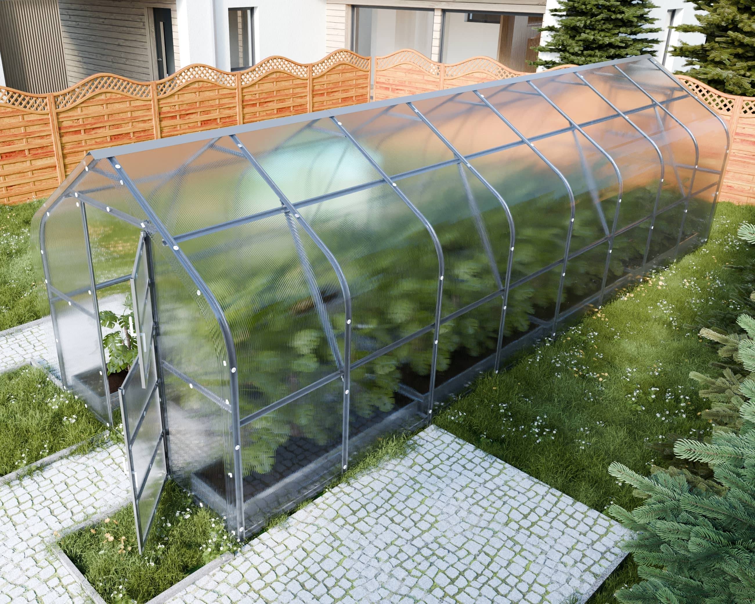 Serre KLASIKA*DROP 20m2, 2,5m x 8m, 4 mm avec revêtement en polycarbonate - Image 1