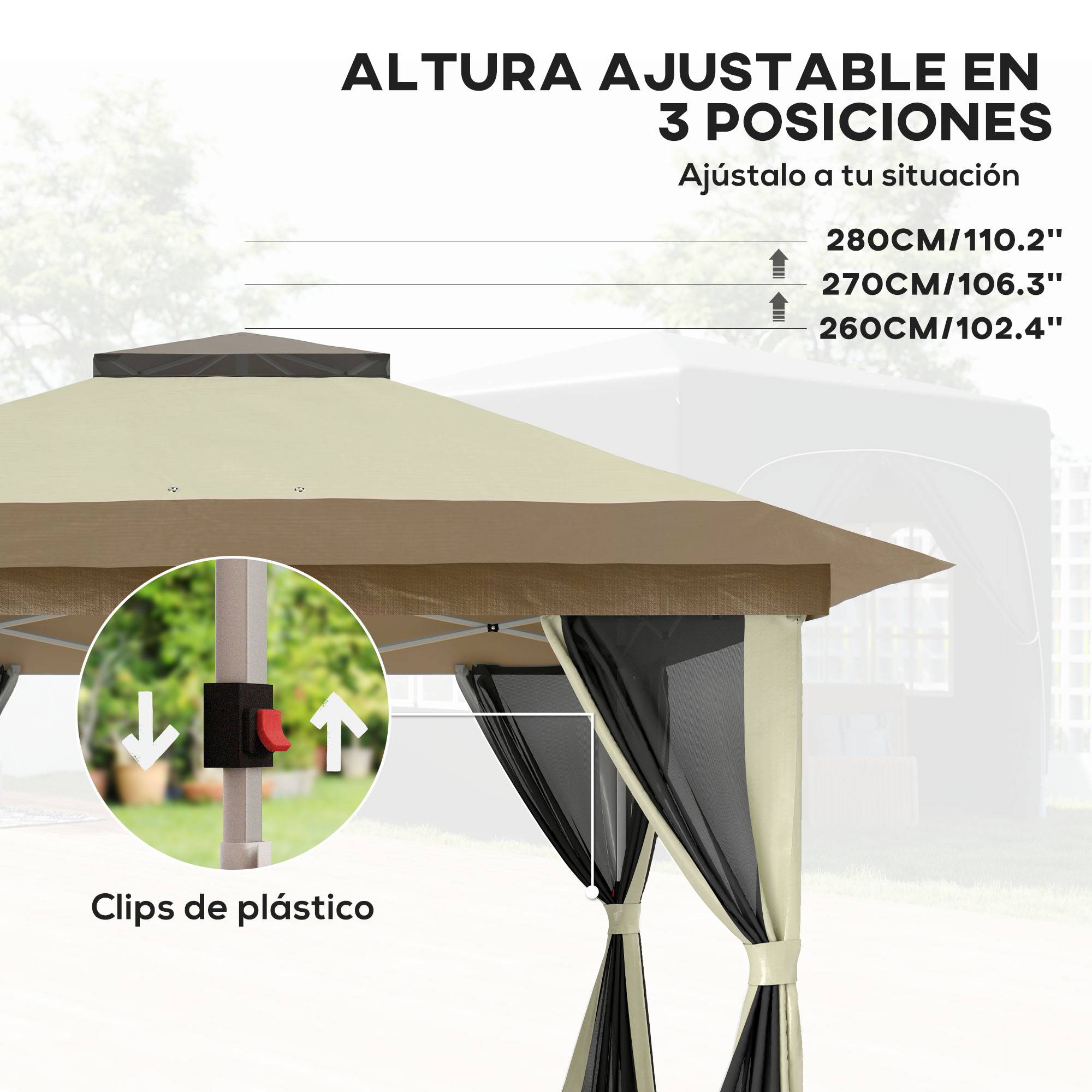 ComfortXL - Tonnelle pliante métal toile Oxford jardin moustiquaires UPF50+ 3,6 x 3,6 m crème - ComfortXL Outdoor Living - Image 7