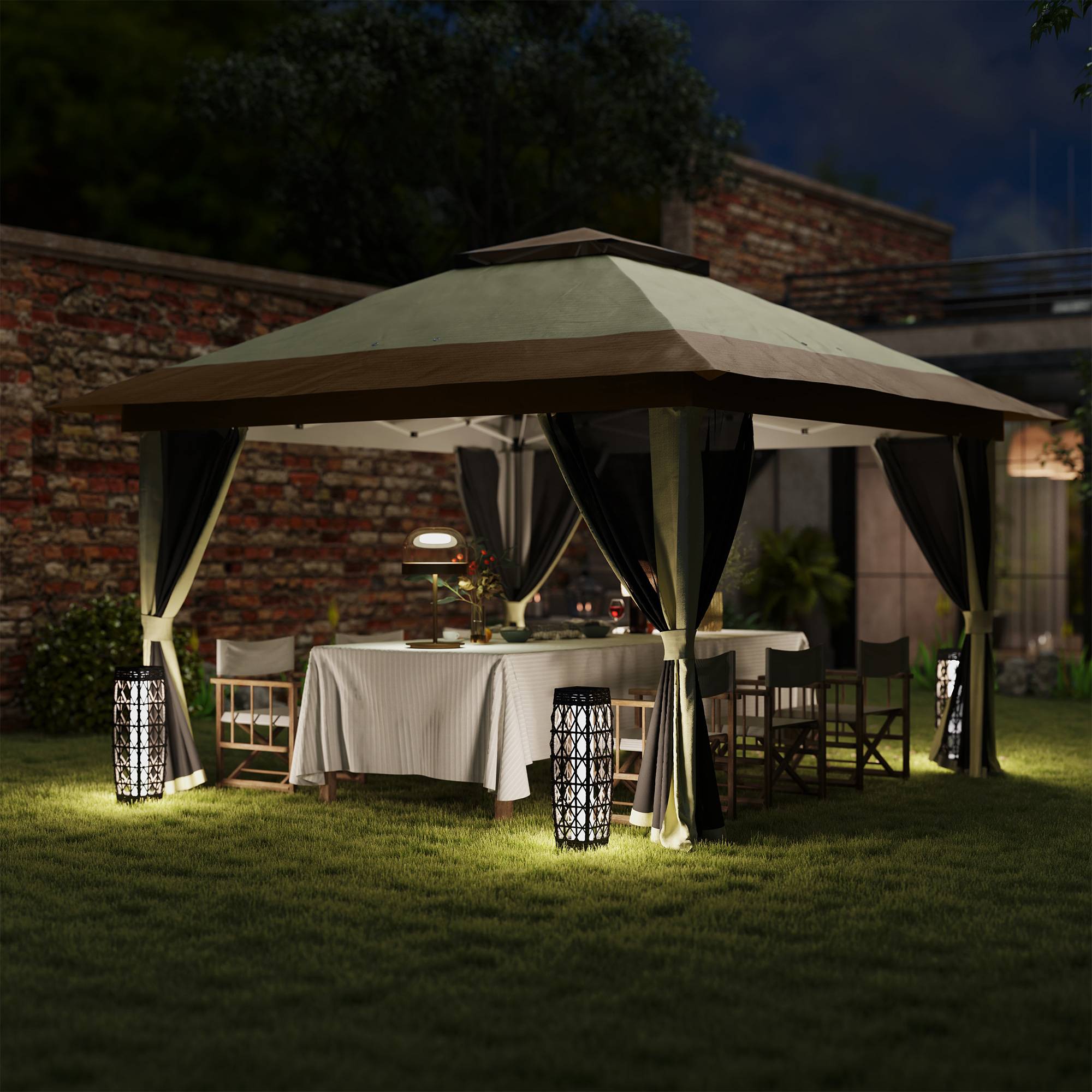 ComfortXL - Tonnelle pliante métal toile Oxford jardin moustiquaires UPF50+ 3,6 x 3,6 m crème - ComfortXL Outdoor Living - Image 10