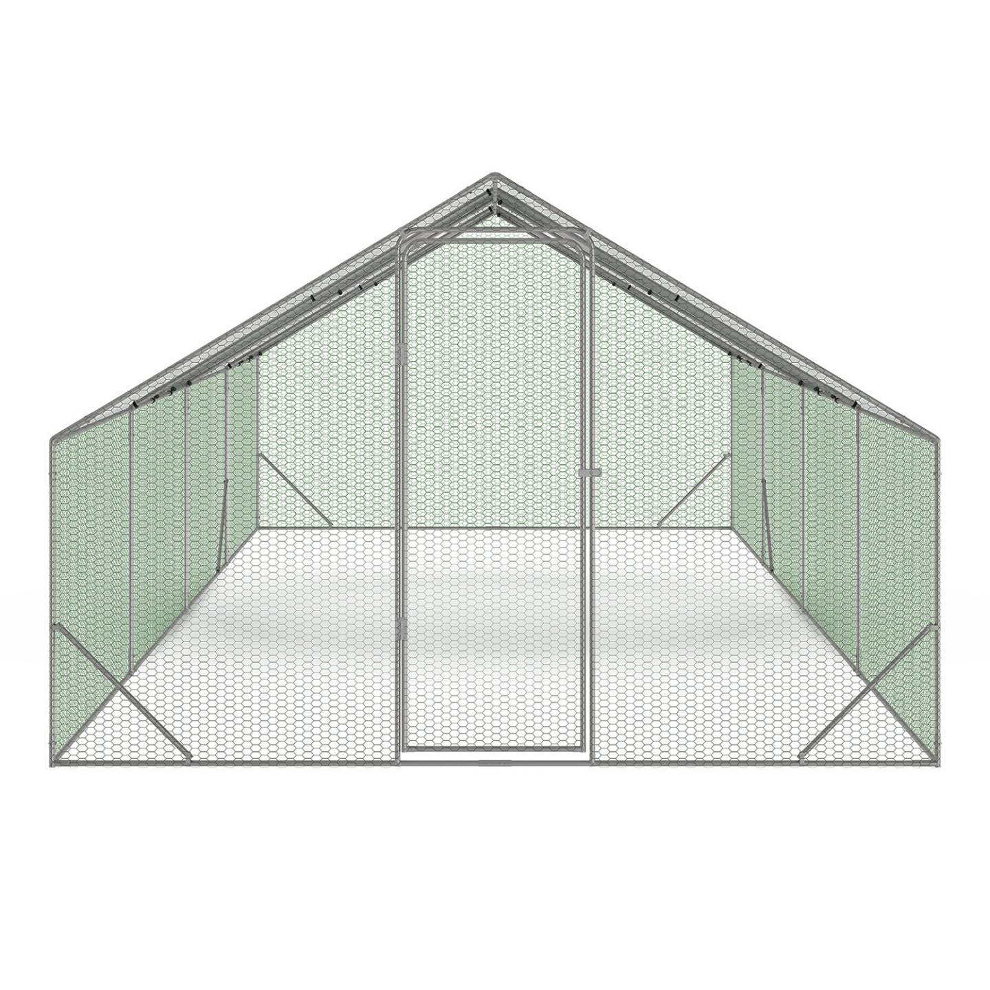 Enclos poulailler 24 m² grillagé 8×3 m en acier galvanisé avec porte sécurisée – ID Market - Image 3