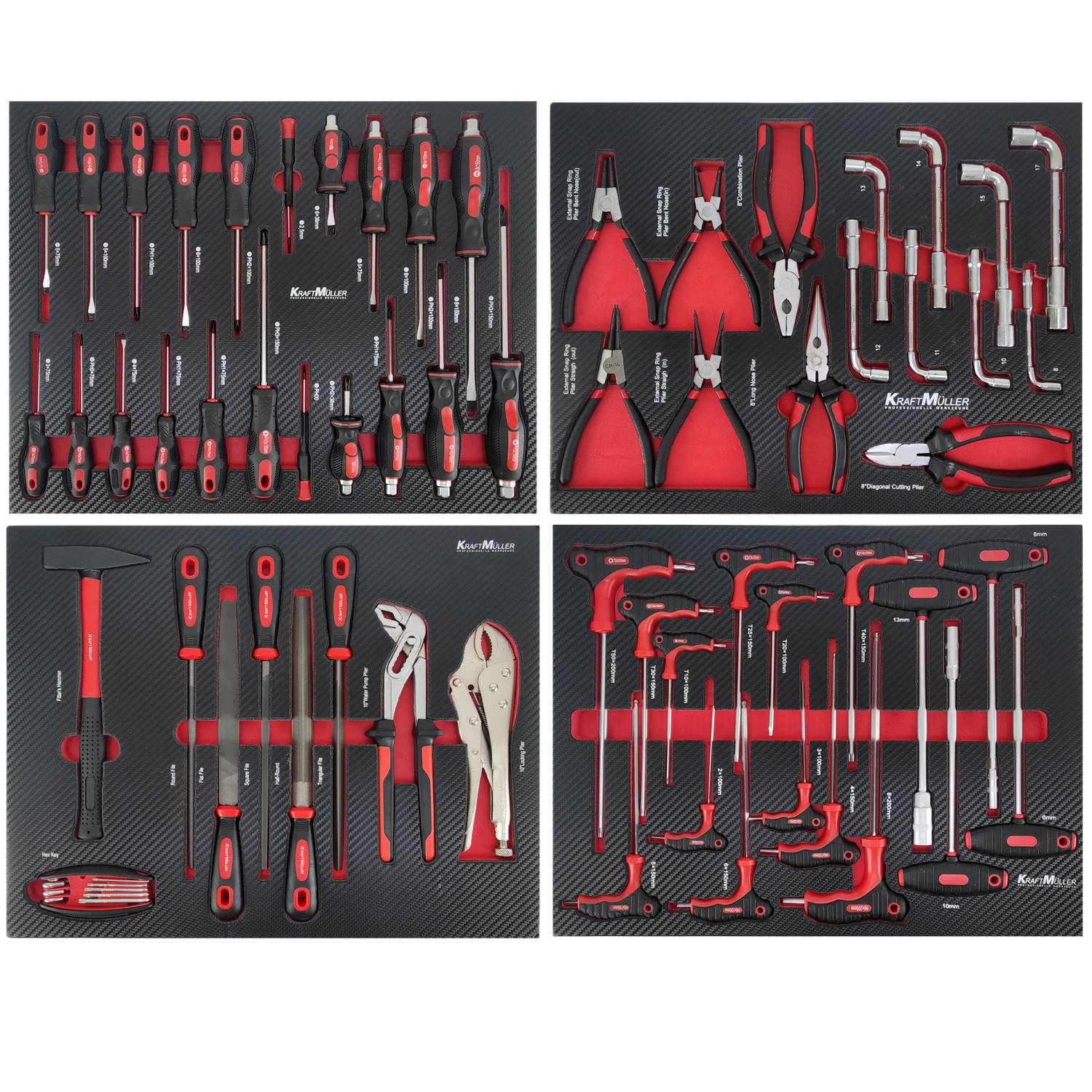 Servante d'atelier Kraft Muller KM-XXL PRO II Daily Edition 257 outils - Clé dynamo - 7 tiroirs outillés sur Roulettes, Chariot - Image 3