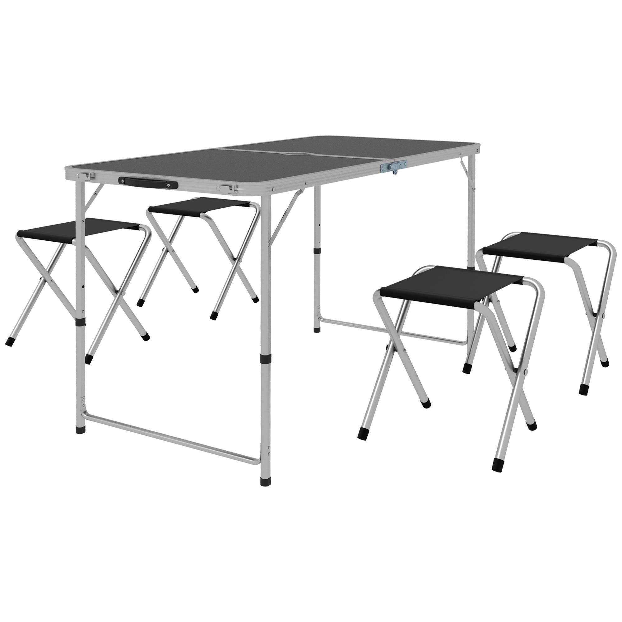 ComfortXL - Ensemble de camping en aluminium pour pique-nique table réglable et 4 tabourets pliants noir - ComfortXL Outdoor Living - Image 2
