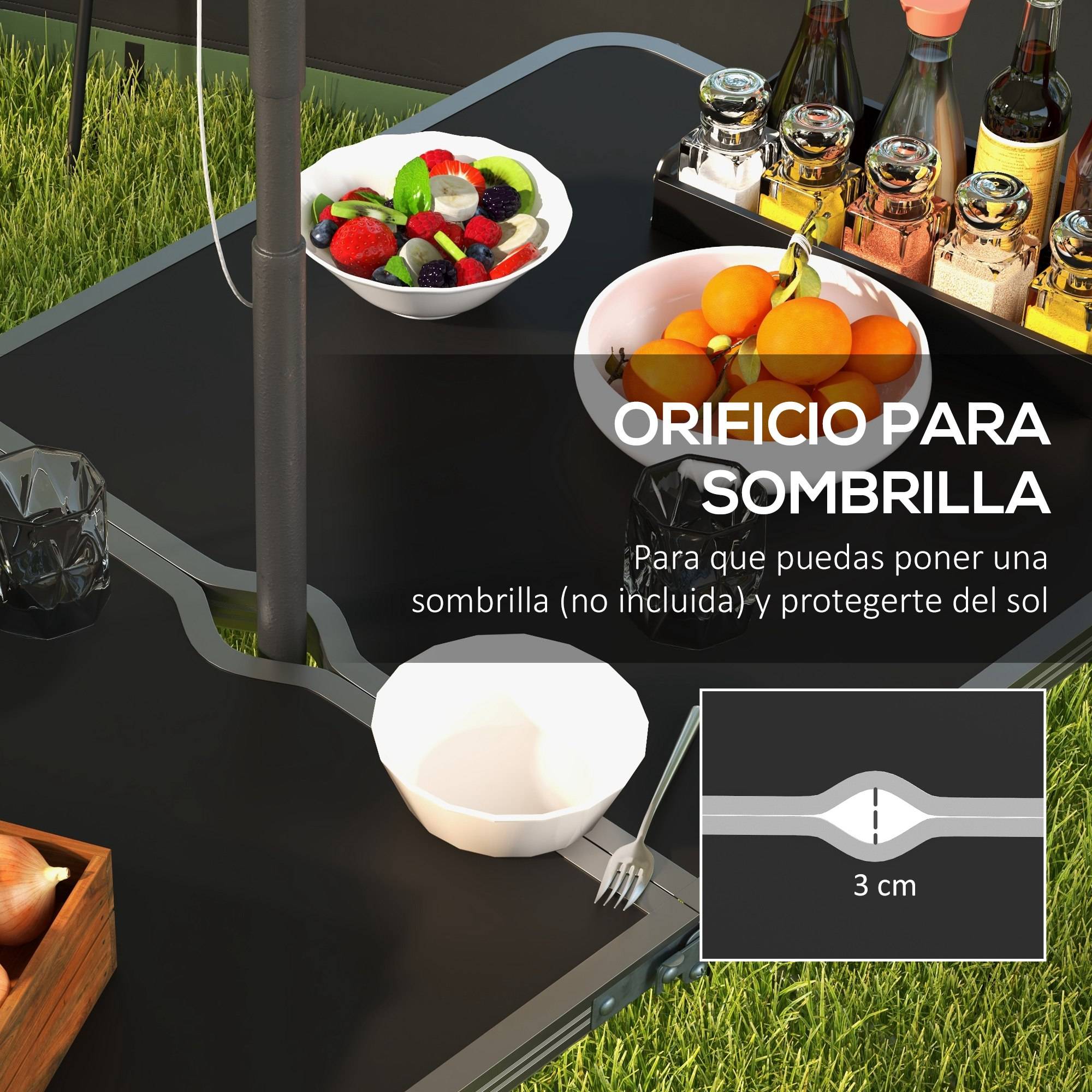 ComfortXL - Ensemble de camping en aluminium pour pique-nique table réglable et 4 tabourets pliants noir - ComfortXL Outdoor Living - Image 8
