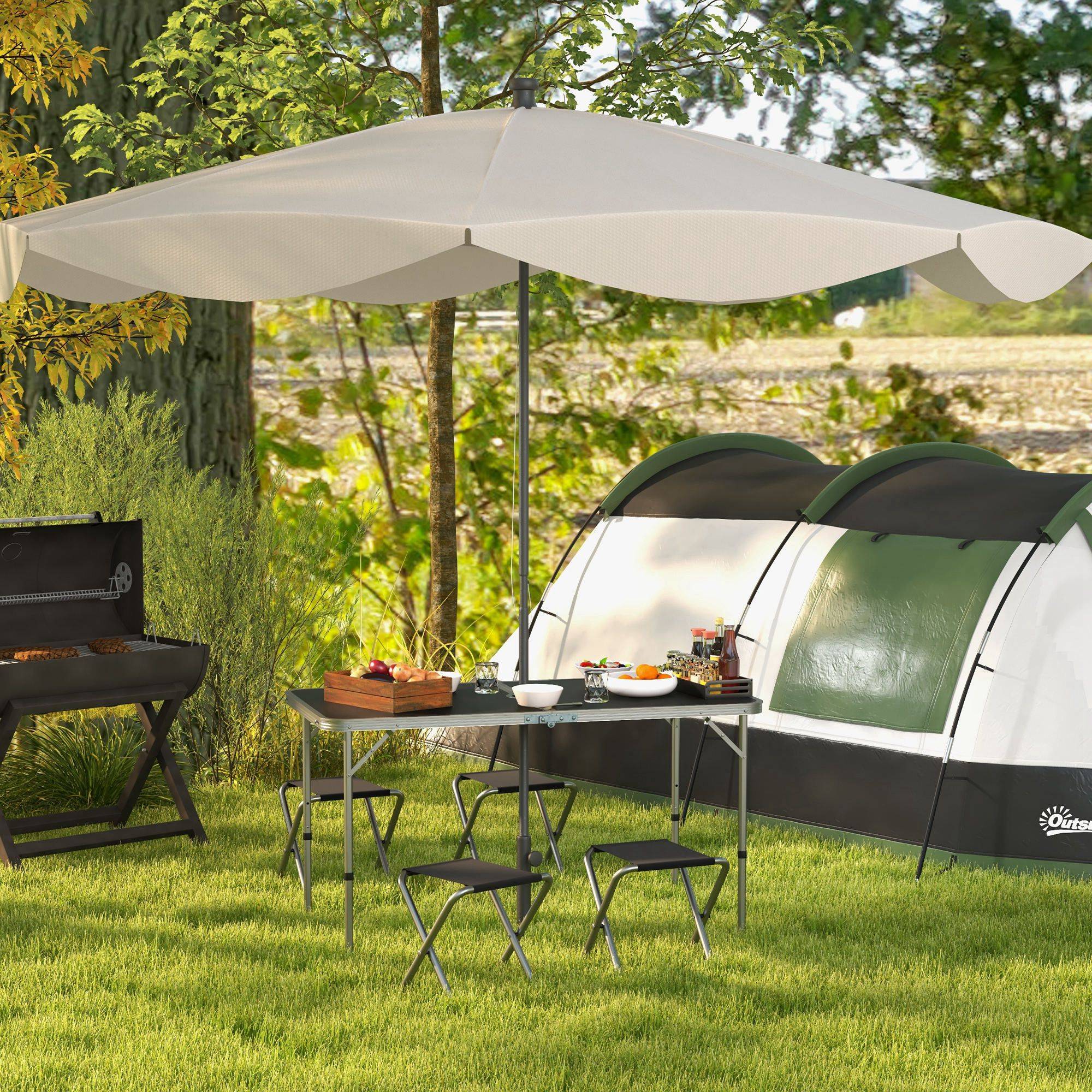 ComfortXL - Ensemble de camping en aluminium pour pique-nique table réglable et 4 tabourets pliants noir - ComfortXL Outdoor Living - Image 4