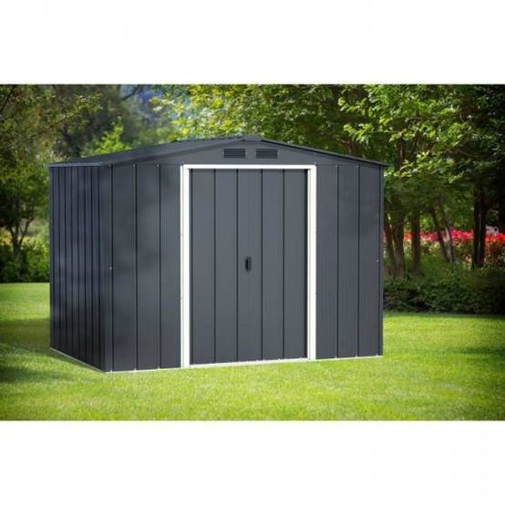 Duramax - Abri de jardin en métal 4,77 m2 - DURAMAX - Kit d'ancrage inclus - Gris anthracite - Image 3