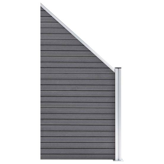 Clôture jardin WPC gris 1484 x 186 cm 8 Carré + 1 Incliné - PANGIVO - Image 6